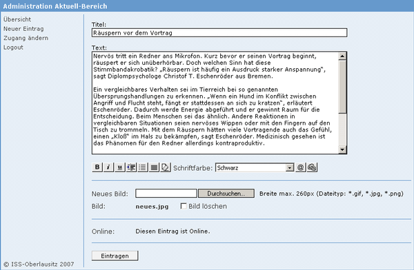 Beispiel: Administrationsbereich.